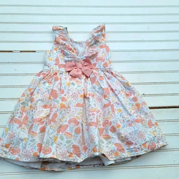 The Prairie by Rachel Ashwell GIrl's 4T  Butterfly Floral Dress Peach Pink Bow - Picture 1 of 11